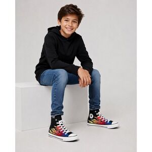 Converse Chuck Taylor All Star Hi Flame Print Black High Top Sneakers Kids US/5